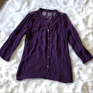Purple Lace Detail Women's Blouse